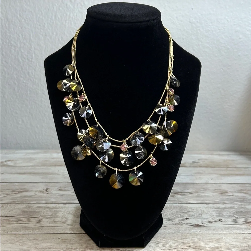 Dana Buchman Gold and Silver Crystal Statement Necklace